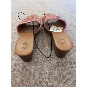 Ana a‎ new approach Pink Woven Wedge Heel Slide Sandals Size 8